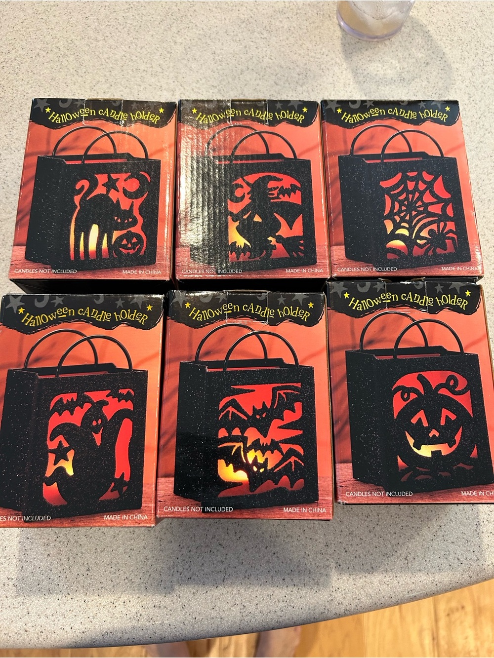 Halloween Candle Holders Set of six- Black